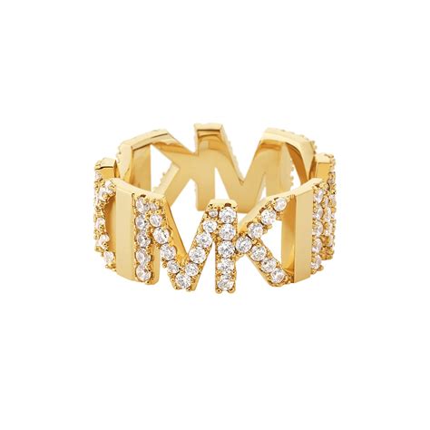 Michael Kors Ladies Yellow Gold Coloured MK Logo Ring